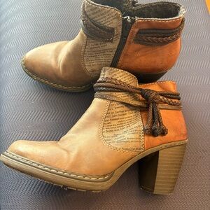 Remonte Brown and Tan Ankle Boots with Braided Detail